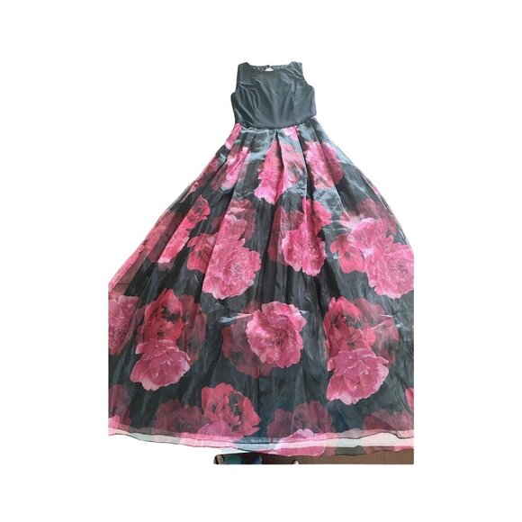 Eliza J Women's Jersey Black And Red Floral Ball Gown - 4 - Picture 2 of 13